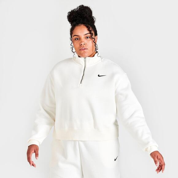 Nike Tops - NWT! Nike Sportswear Fleece Oversized Half-Zip Crop Sweatshirt White Plus 3x